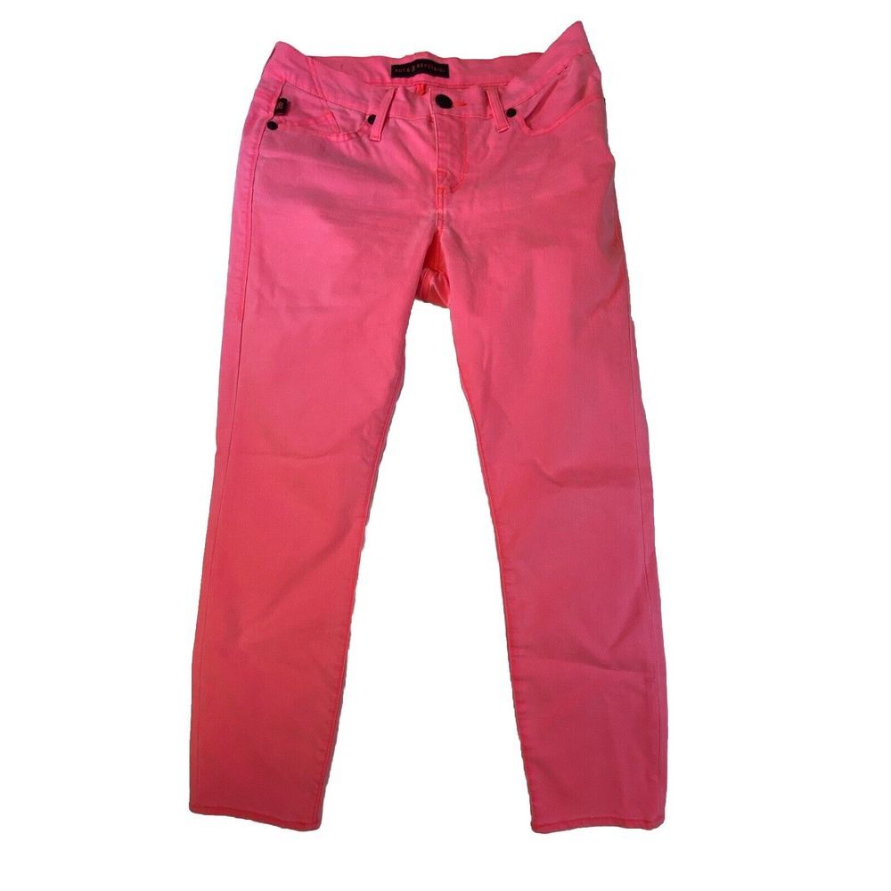 Rock & Republic Jeans Womens 8 Pink Cropped Skinny Stretch Medium Wash Mid Rise